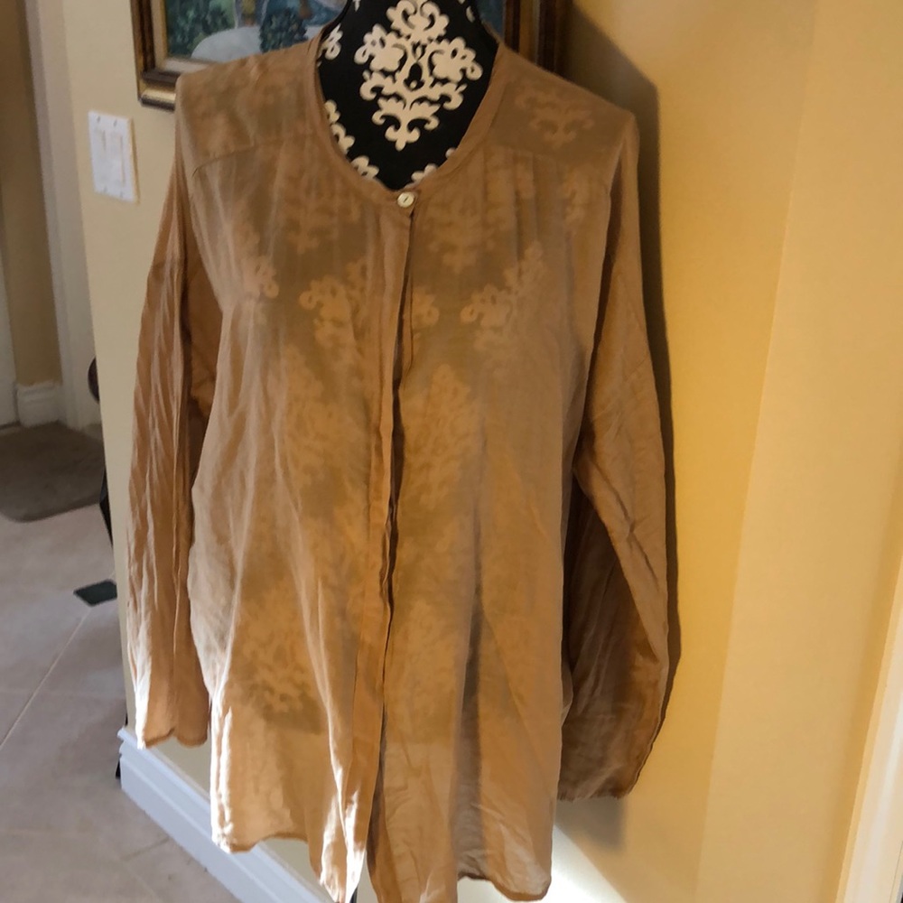 Baci delicate & lightweight button down thin silky cotton long sleeved blouse